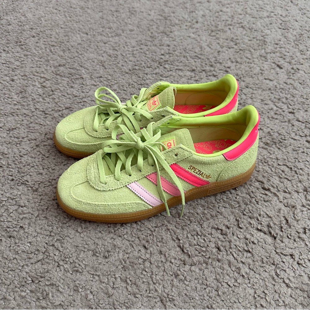 Adidas Handball Spezial Sneakers Green Pink Womens 7